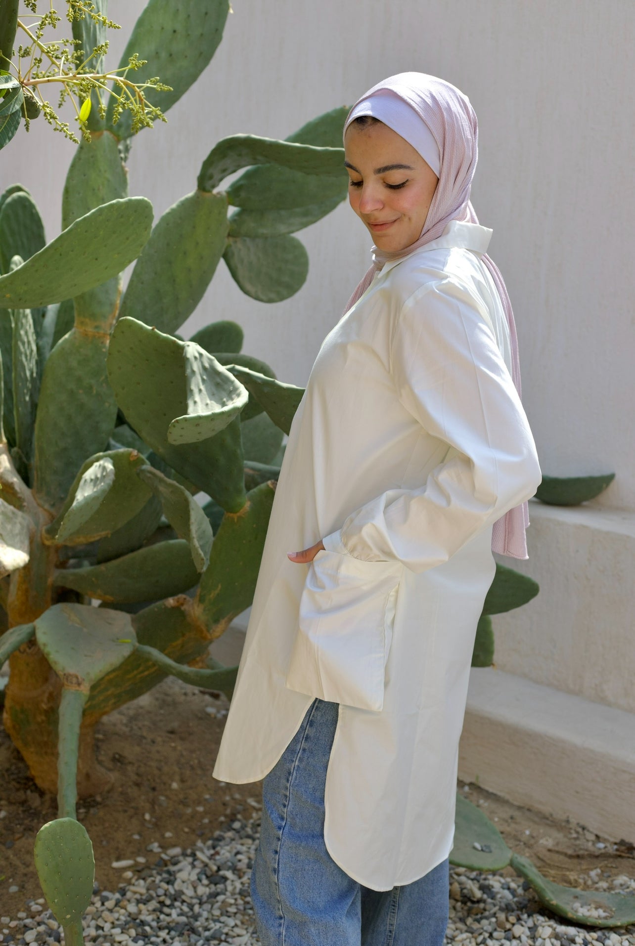 White blouse with pockets